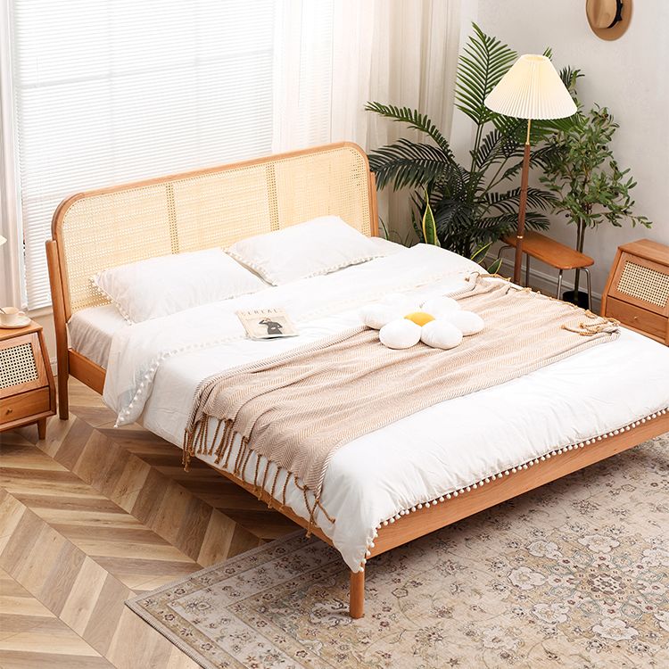 Tropical Standard Bed Cherry Solid Color Bed Frame With Custom Gold Legs