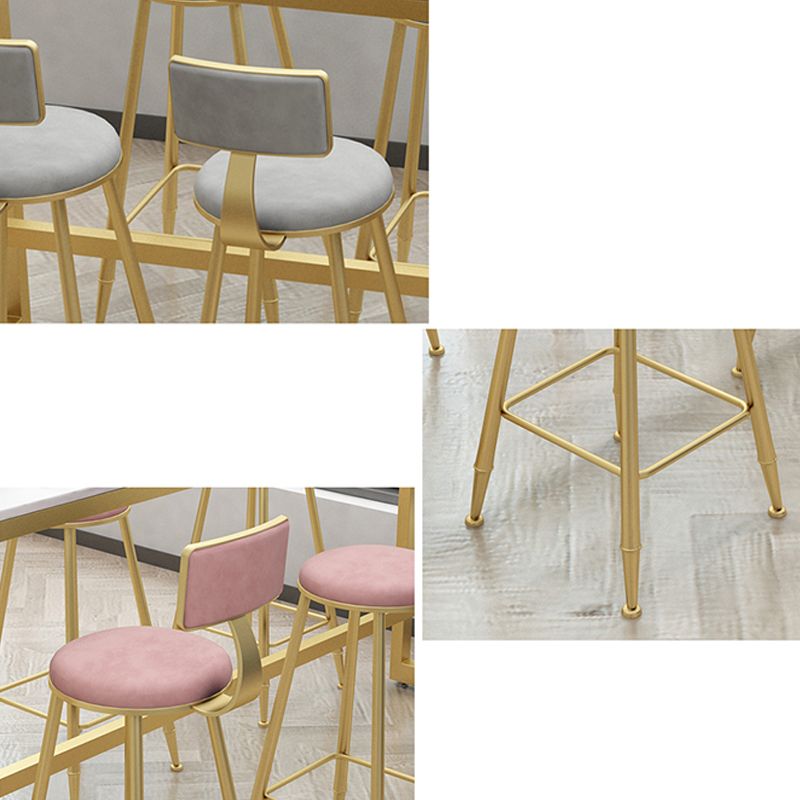 Metal Low Back Dining Stools Armless Bar Stools with Footrest