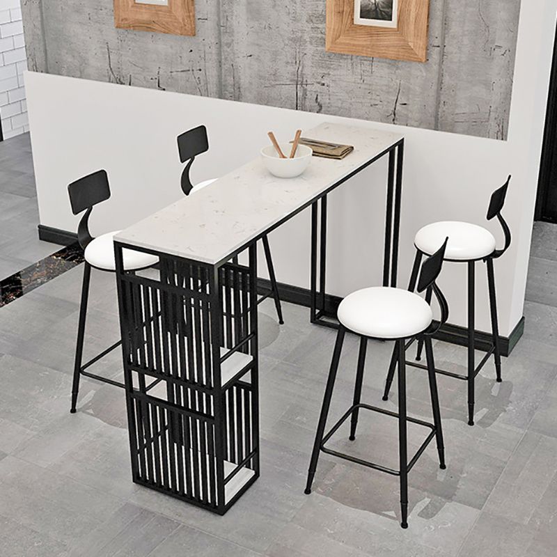 Glam Faux Marble Bar Counter Table Rectangle Bar Counter Table with Metal Legs