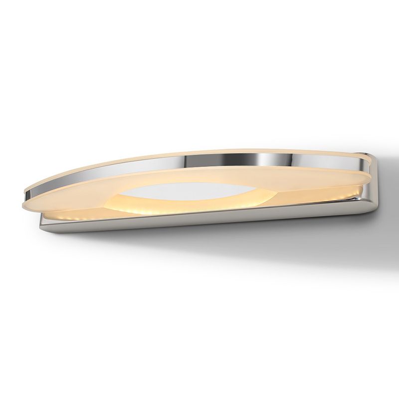 Shaded Wall Sconce Lighting Contemporary Style Metal Shower Room LED Wall Mounted Light in Chrome