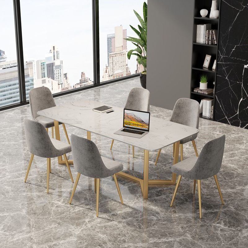 Curved Meeting Table Office Luxury Sintered Stone Writing Desk
