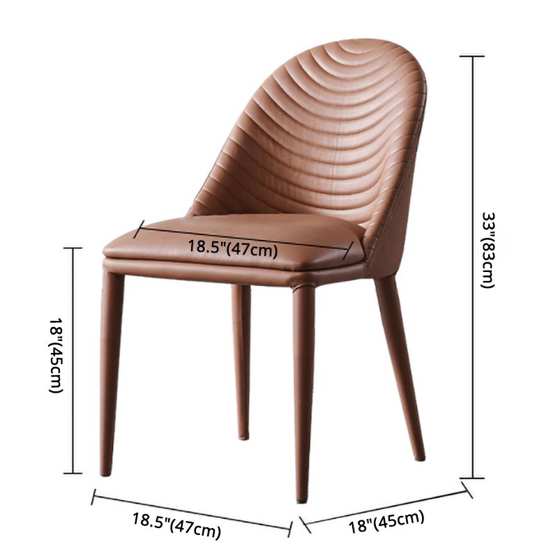 Chaise de salle à manger sans bras tapissée de style contemporain avec dossier solide