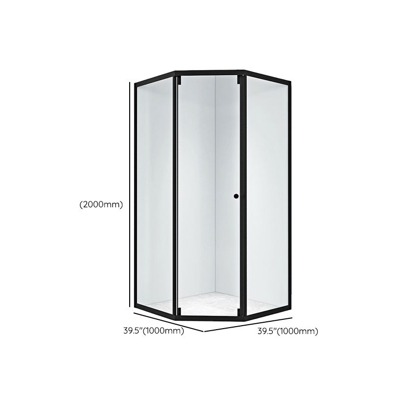 Black Framed Shower Enclosure Corner Single Sliding Shower Stall With Door Handles