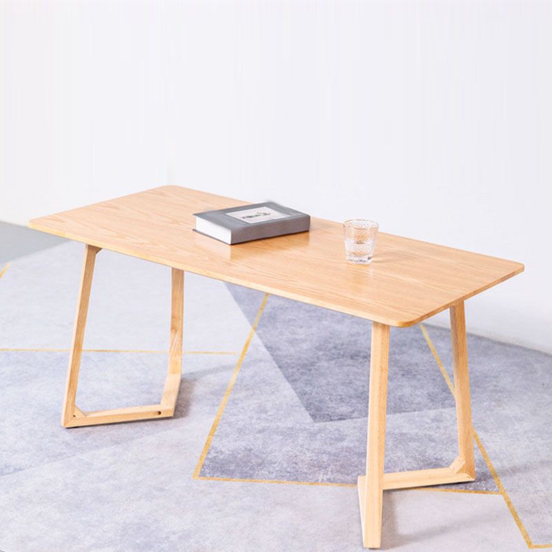 Solid Wood Sled Coffee Table in Oak/Brown, Modern Round/Rectangle Table