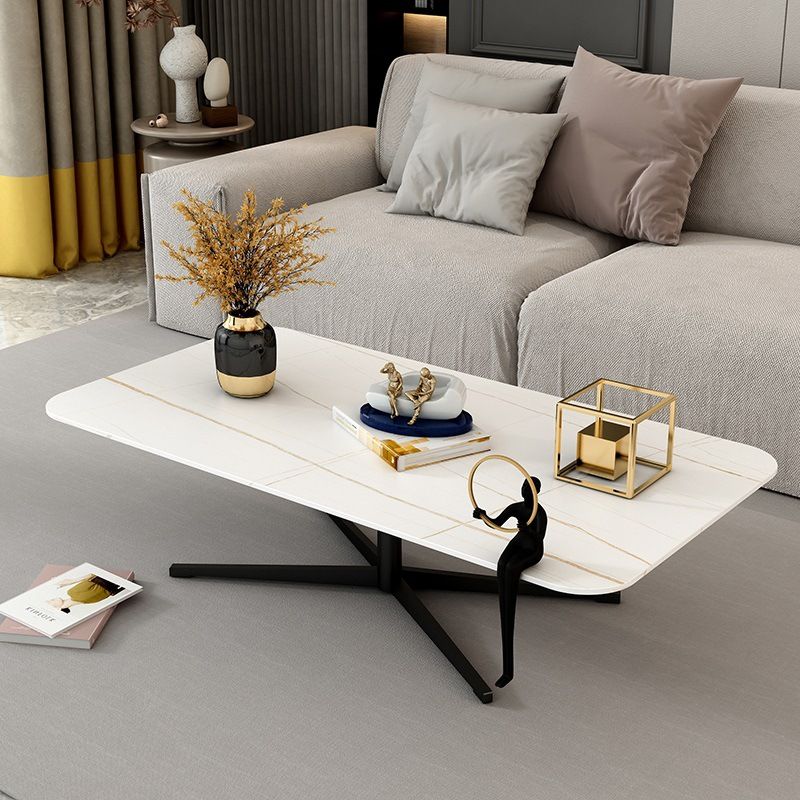 Abstract Coffee Table Rectangle Slate/Marble Top Coffee Cocktail Table