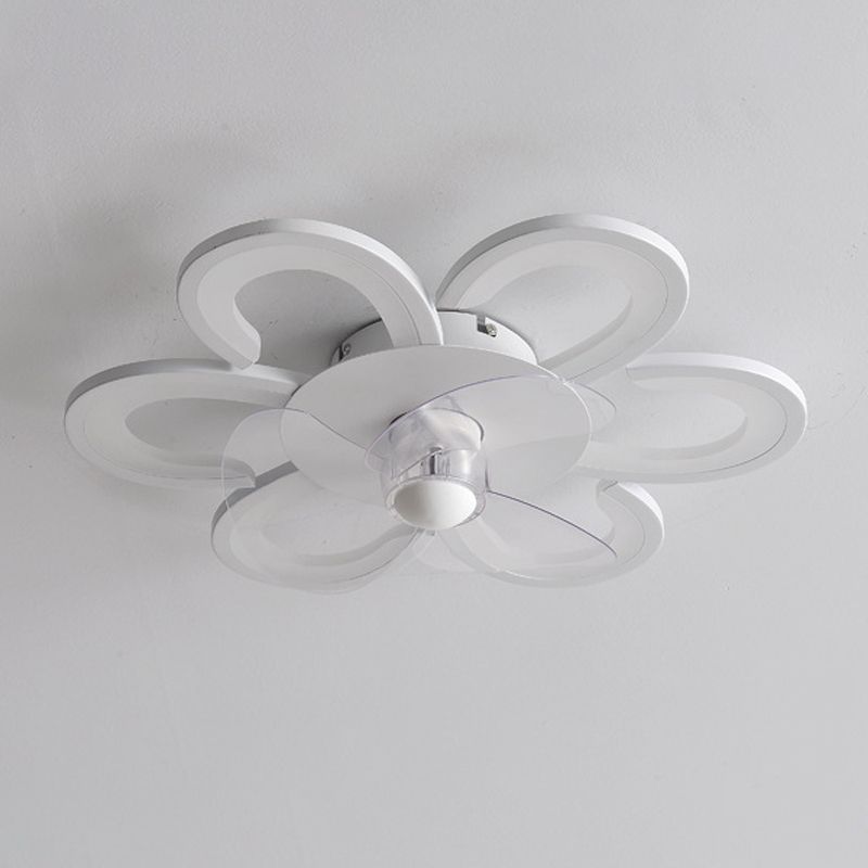 Contemporary Single White Ceiling Fan Lamp LED Acrylic Ceiling Fan Light