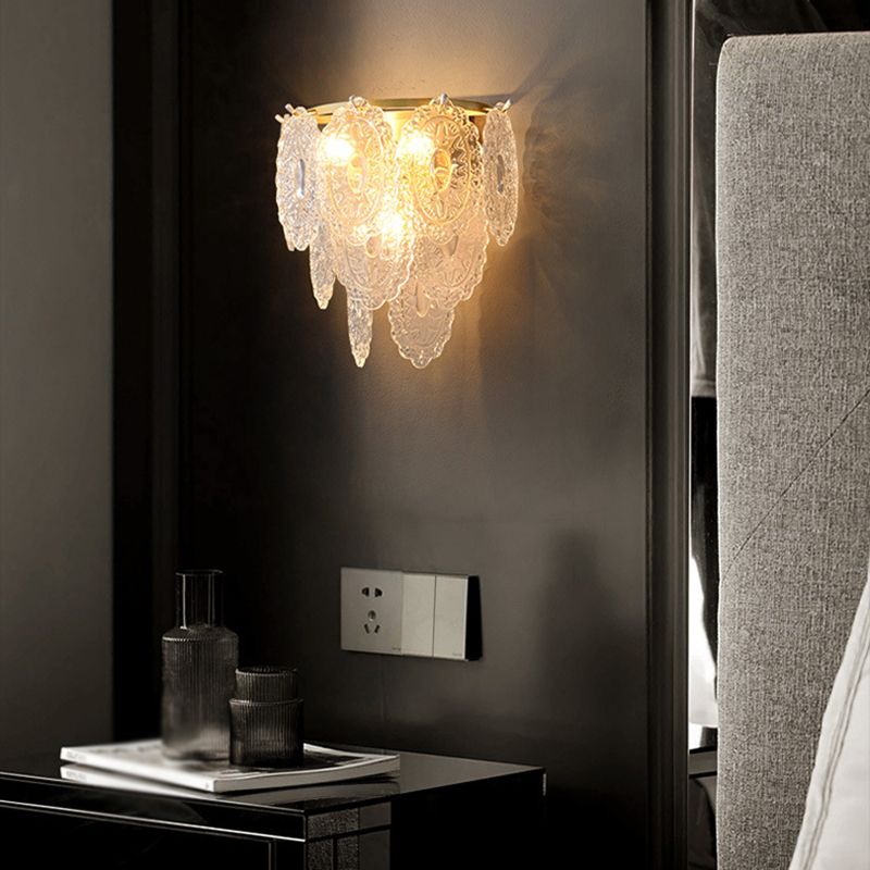 Solid Brass and Glass 2 - Light Wall Sconce in Gold Finish Modern Wall Light