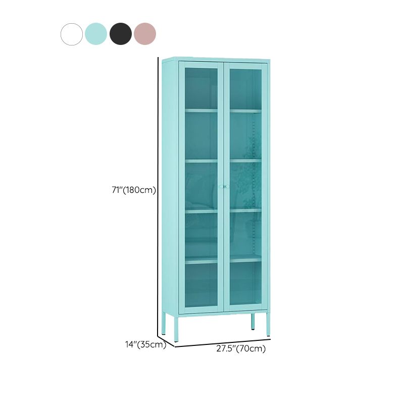 Standard Metal Bookshelf Closed Back 5 Shelves Bookcase with Doors