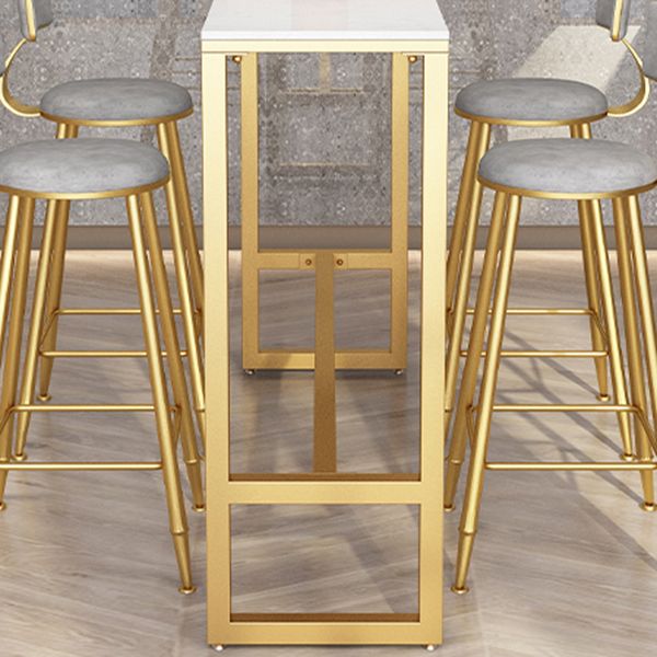 Glam Rectangle Bar Table Set 1/5 Pcs Metal Frame Bar Table with Upholstered Stools