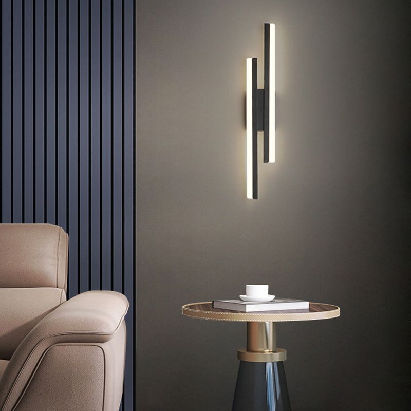 Modernism Golden/Black 2-Light Wall Mounted Sconce Linear LED Wall Light