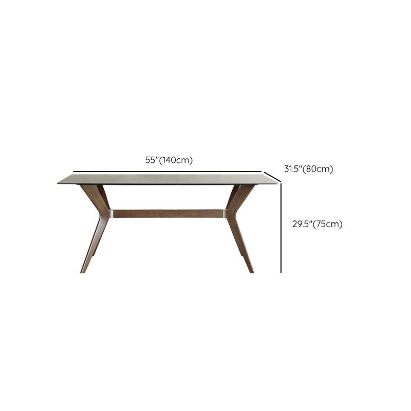 Modern Dining Table Sintered Stone Dinner Table with Wooden Base