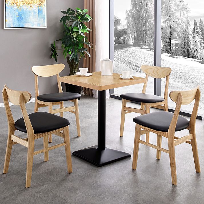 Metal Contemporary Dining Table Wood Top Table for Dining Room