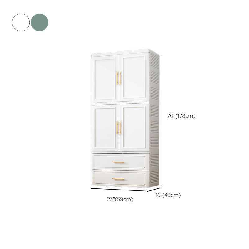 Plastic Wardrobe Cabinet with Garment Rod Hinged Wardrobe Closet