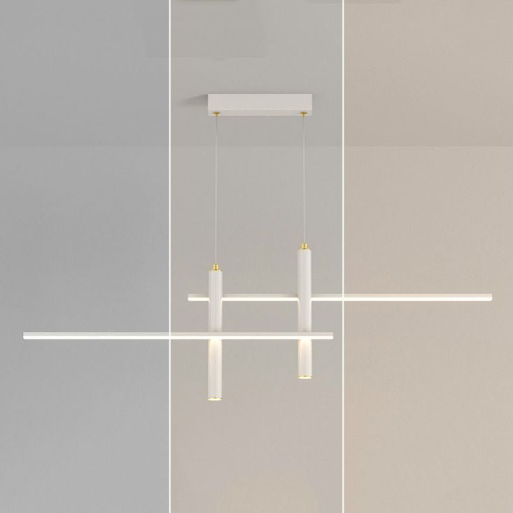 Metal Linear Shape Hanging Lights Modern 4 Lights Pendant Light Fixtures