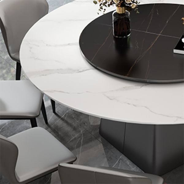Stone Round Table Contemporary Dining Site Table with Turntable