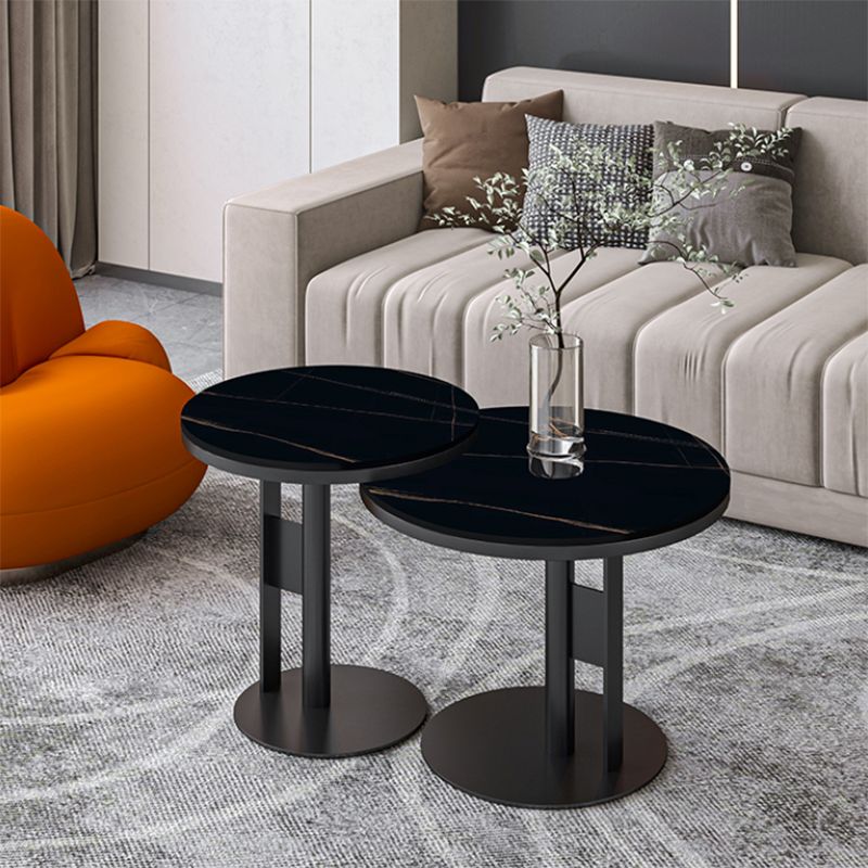 Contemporary Accent Side Table Round Pedestal Living Room Metal Corner Table