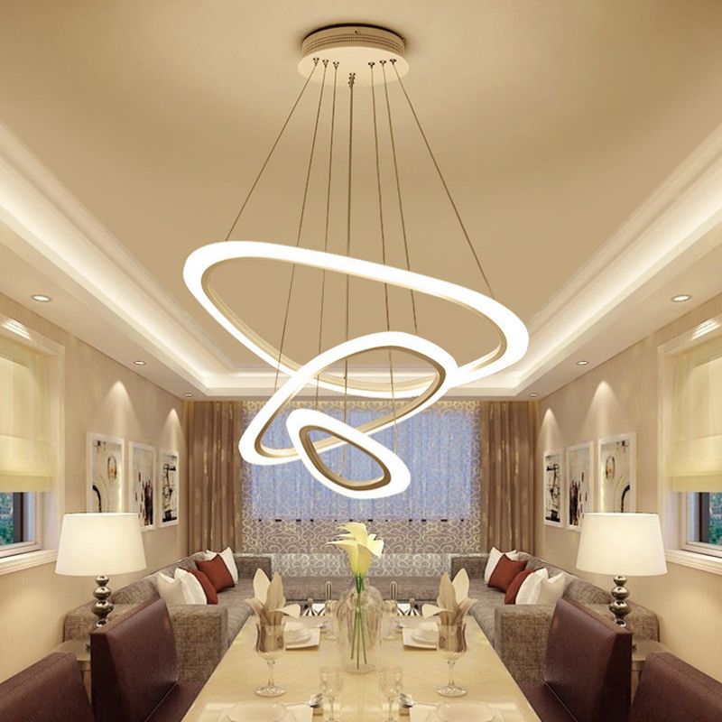 Postmodern Simplicity Triangle LED Chandelier Light Fixtures Acrylic Hanging Pendant Lights for Restaurant