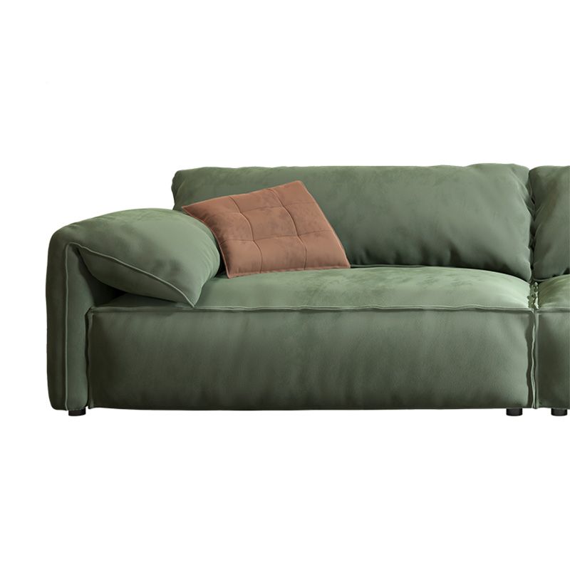 Stationary Slipcovered Living Room Pillow Top Arm Green Cushions Sofa