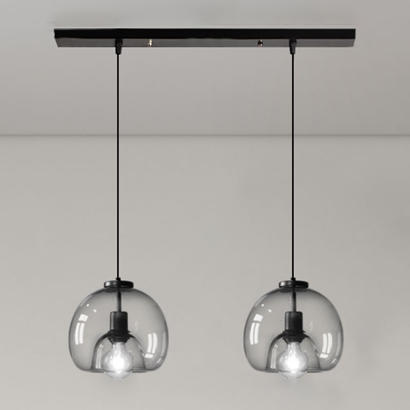 Glazen zwarthangende lamp in moderne artistieke stijl Iron Globe Hanglamp voor eetkamer