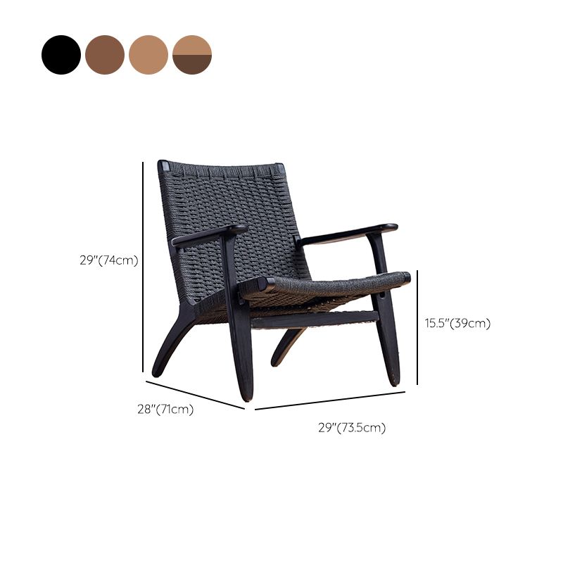 Mid-century Modern Accent Armchair Fixed Back Wood Armchair for Living Room
