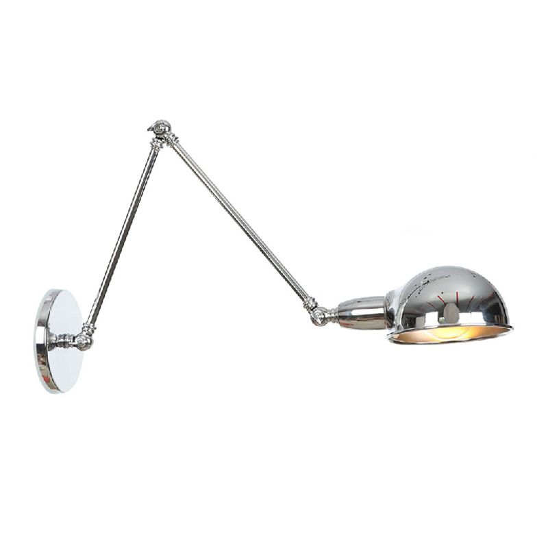 American Style Metal Wall Light Chrome Adjustable Wall Sconce for Bedroom