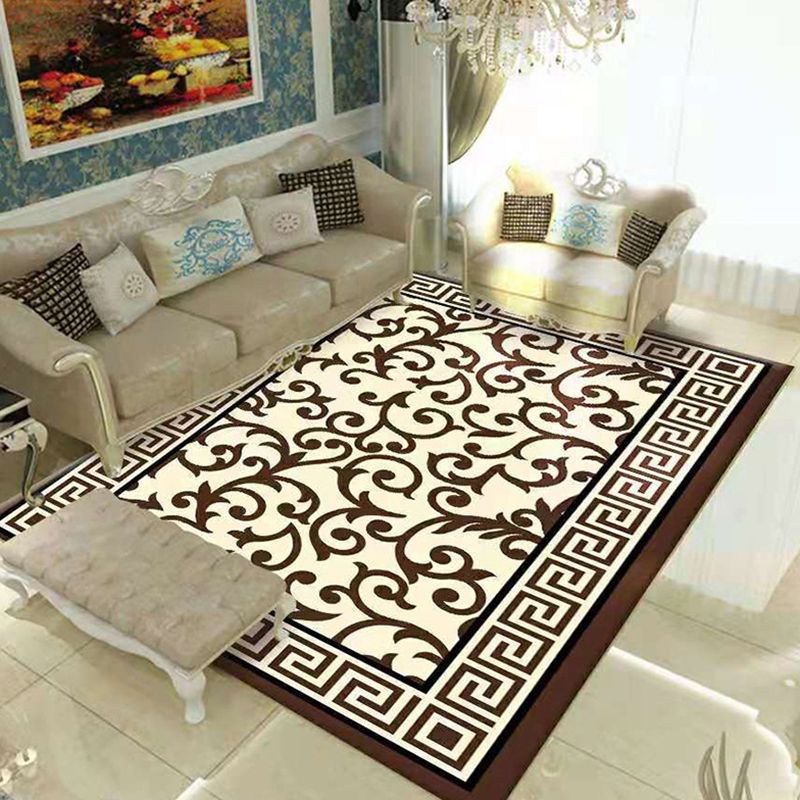 Mehrfarbiger Vintage-Teppich, Polyester-Blumenteppich, rutschfeste Rückseite, Innenteppich für Wohnzimmer