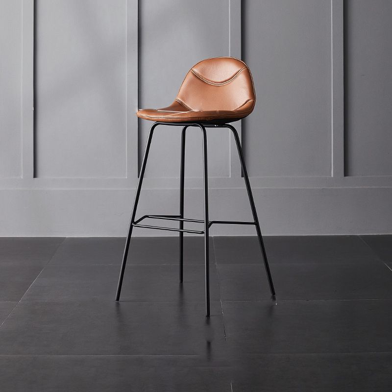 Living Room Matte Finish Leather Stool Scandinavian Footrest Barstool