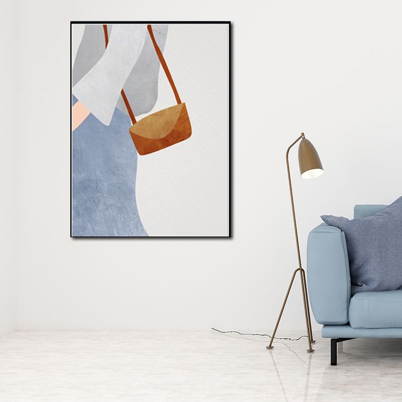 Cool Girl Outing Wall Art Decor Living Room Figure Drawing Canvas in Light Color