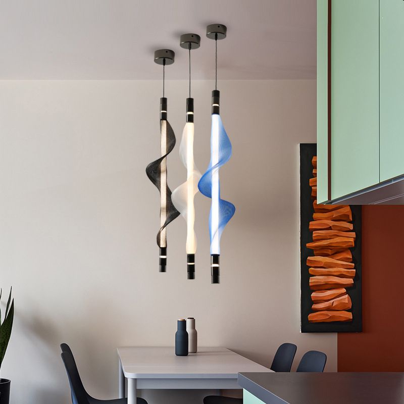 Acrylique linéaire éclairage suspendu moderne style 1 tête suspendue à la tête pour chambre à coucher