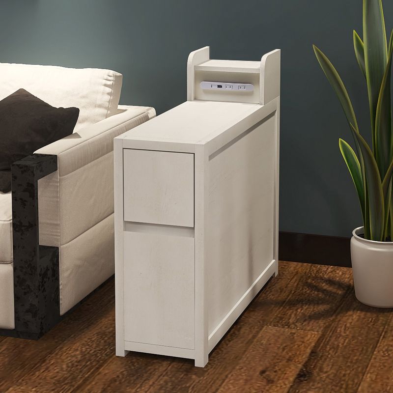 Rectangular Wood Side Table Contemporary End Table with Storage for Living Room