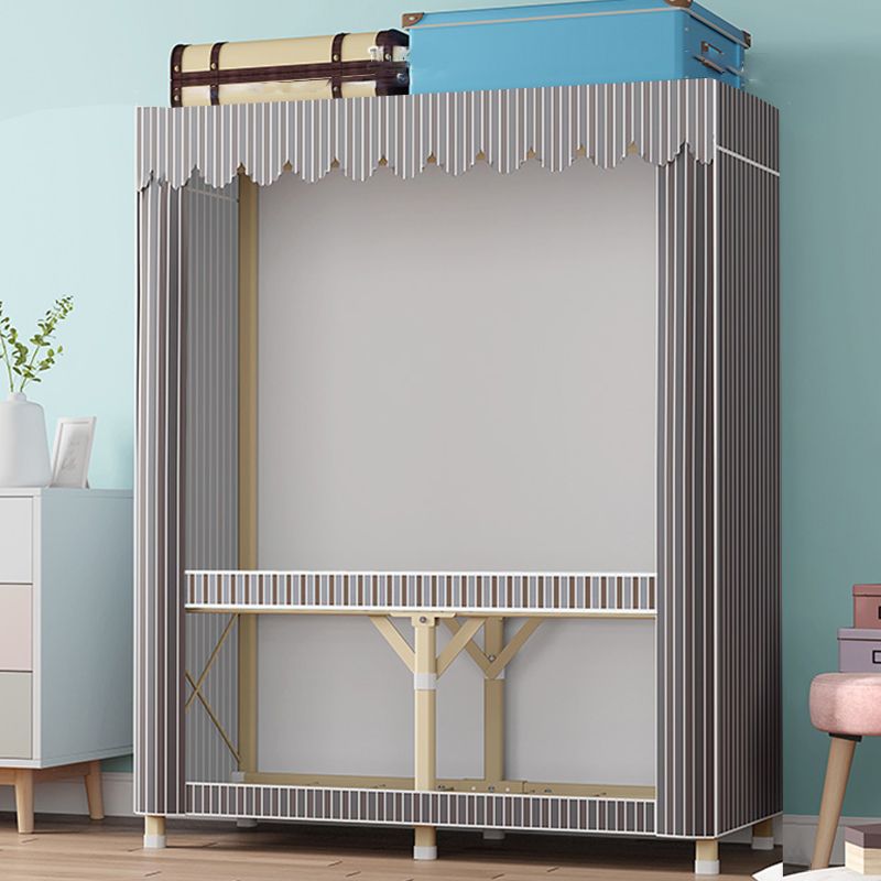 Gold Steel Frame Wardrobe Armoire Contemporary Style Wardrobe for Bedroom