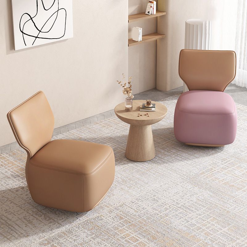Industrial Upholstered Accent Chair Leather Tight Back Armless Chair