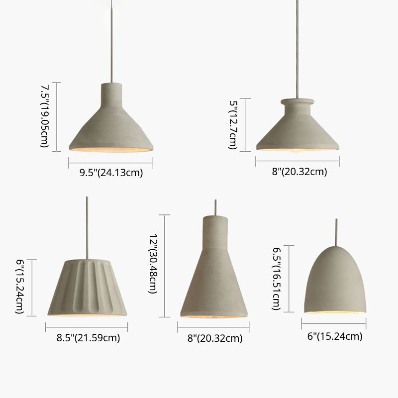 Cement Shaded Suspension Lighting Nordic 1 Head Grey Pendant Light for Dining Room