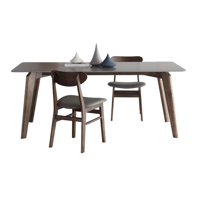 Mid-Century Gray Sintered Stone Table Rectangle Standard Dining Table for Kitchen