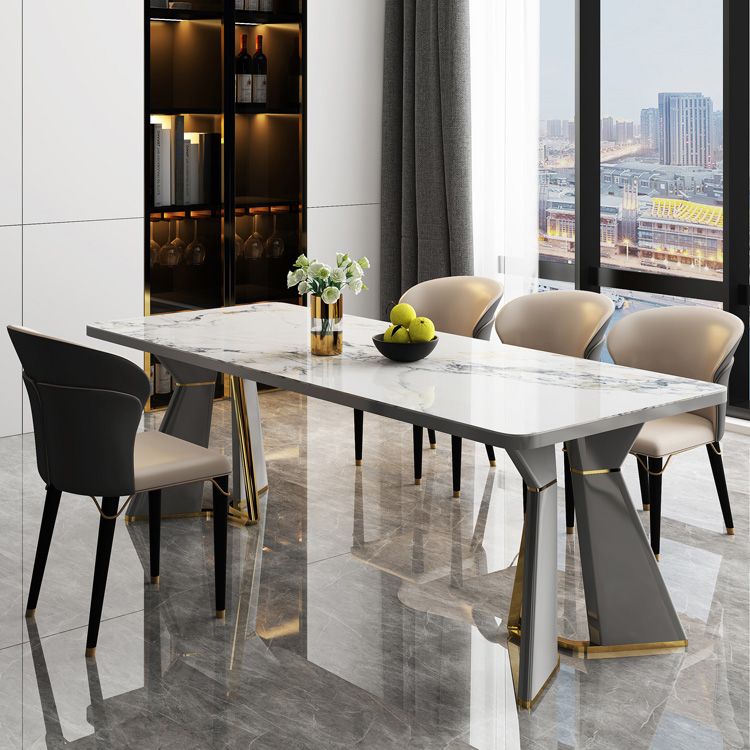 Glam Furniture Rectangle Stone Dining Room Table for Kitchen