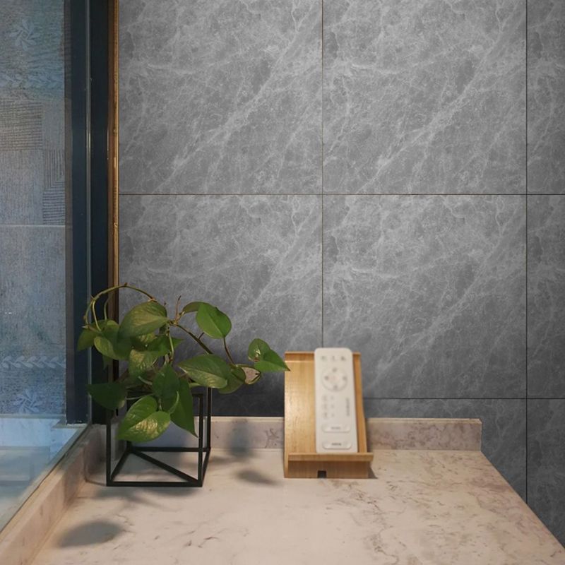 Grey Marble Effect Wallpaper Panels Peel and Stick Wall Covering for Living Room