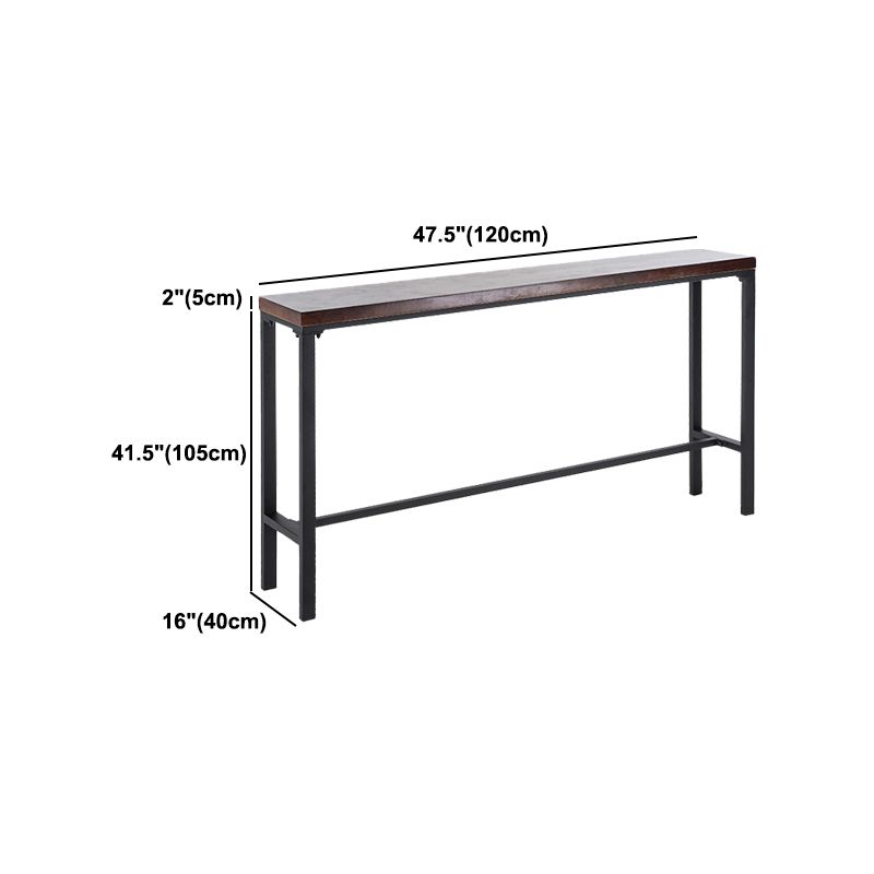 Industrial Rectangular Bar Pub Table Set 1/5 Pcs Solid Wood Top Bar Table with Iron Stools