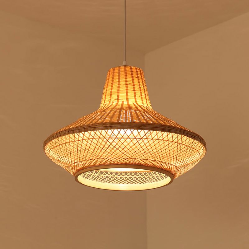 1 hoofdtheehouse ophanging hanger eigentijds hout hangend plafondlicht met pot bamboe schaduw