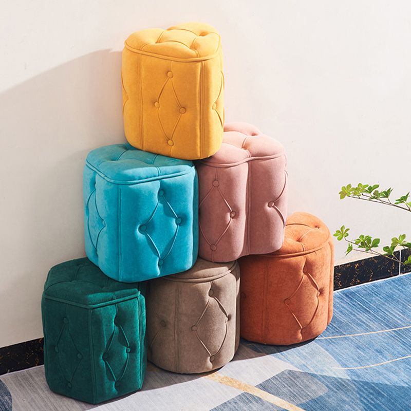 Orange Velvet Pouf Specialty Pouf Stain Resistant Indoor Pouf