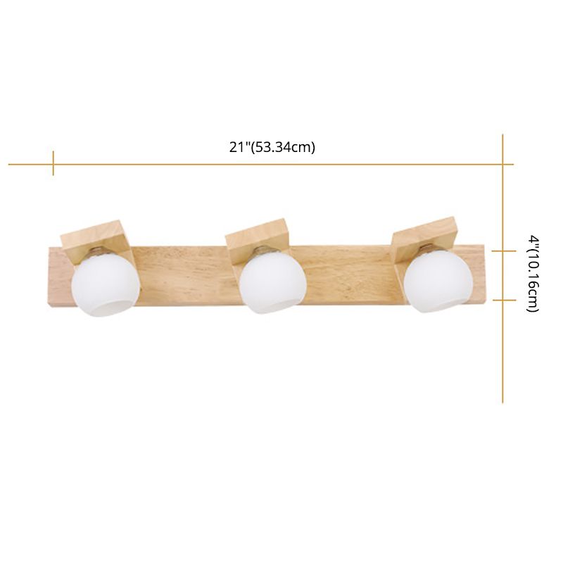 Spherical Bathroom Wall Sconce Lighting Wooden Simplicity Style Sconce Light Fixture in Wood