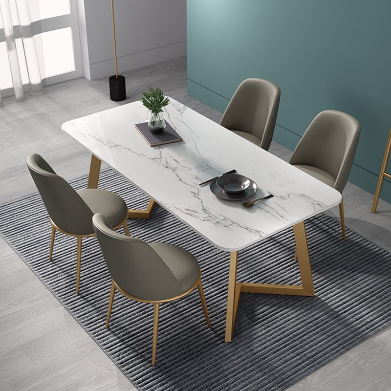 Metal tradizionale tavolo da rettangolo di lusso tavolo in pietra sinterizzata con base a slitta