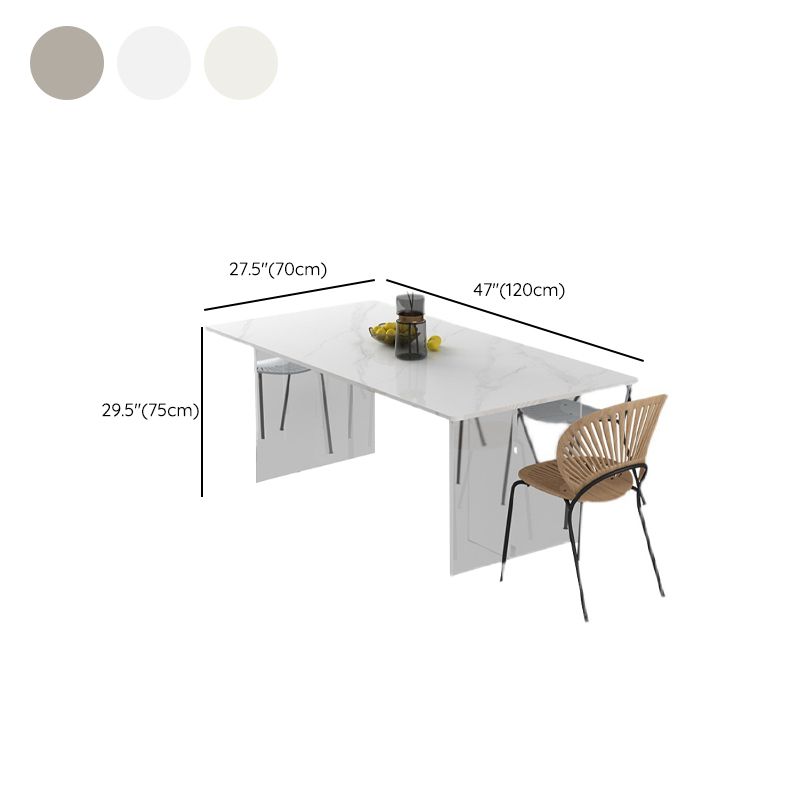 Contemporary Dinette Table Rectangle Stone Dining Table for Dining Room