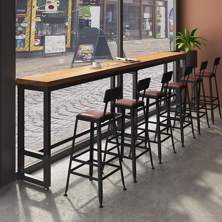 Wood Top Bar Table Rectangle Bar Table for Kitchen Living Room Coffee Room