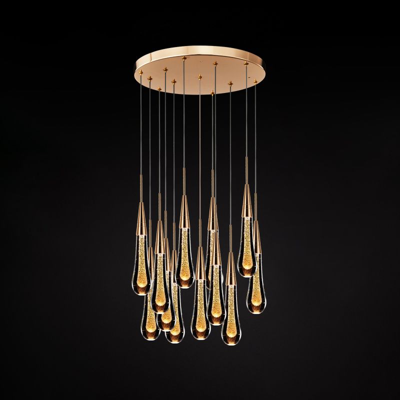 Tear Shape Crystal Hanging Light Fixture LED Simple Luxury Style Indoor Chandelier Pendant Light