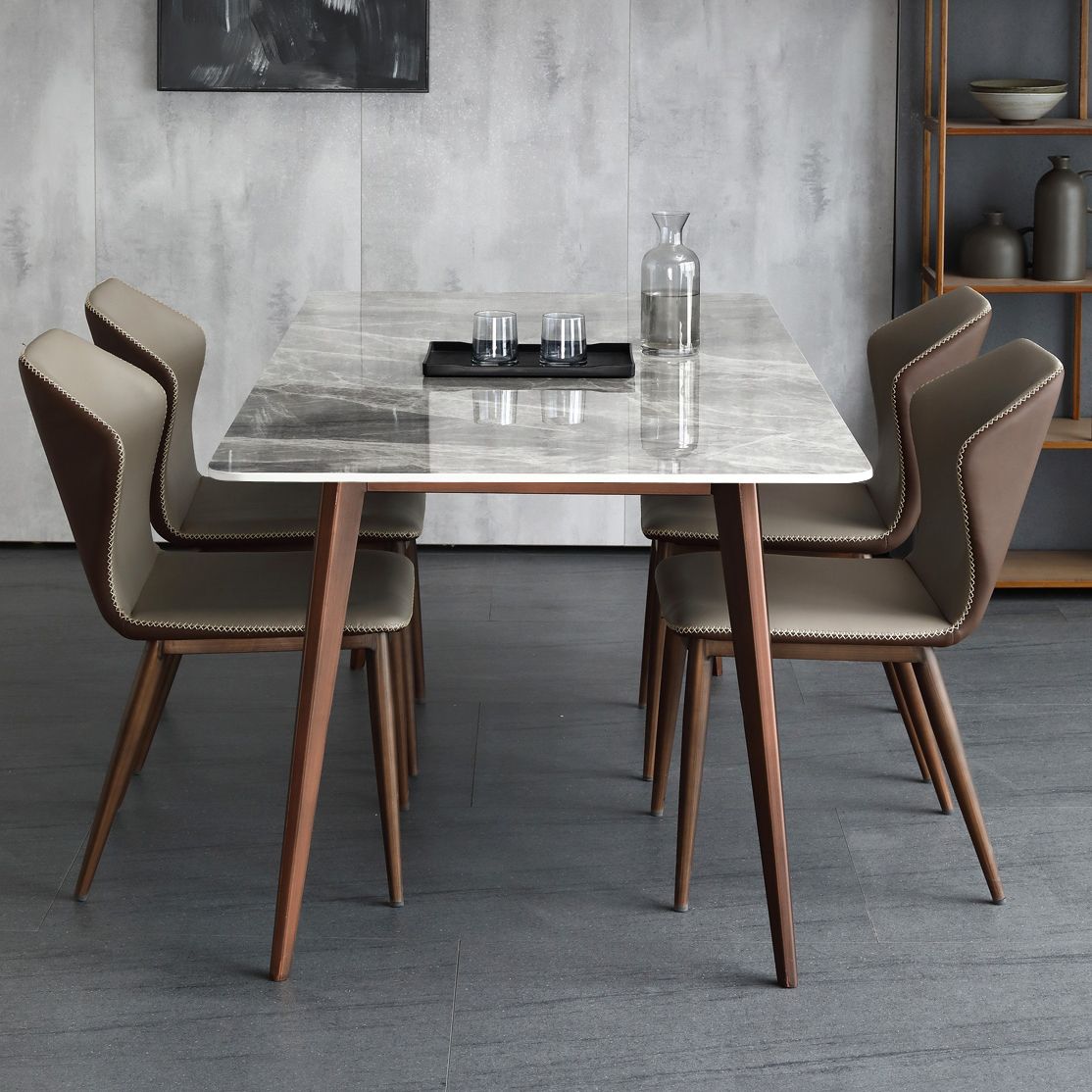 Rectangle 4 Legs Dining Table Modern Sintered Stone Dining Room Table