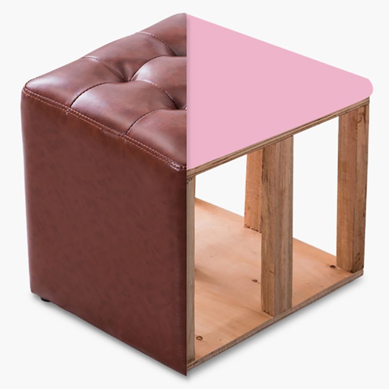 Modern Leather Pouf Water Resistant Round Pouf for Living Room