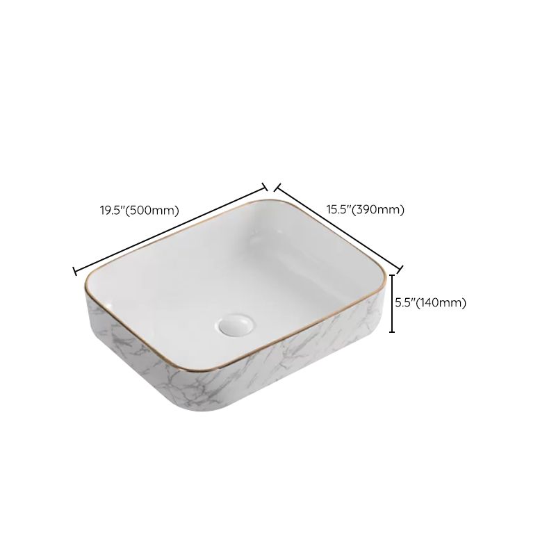 Contemporary Bathroom Sink with Pop-Up Drain Porcelain Oval-Shape Vessel Bathroom Sink