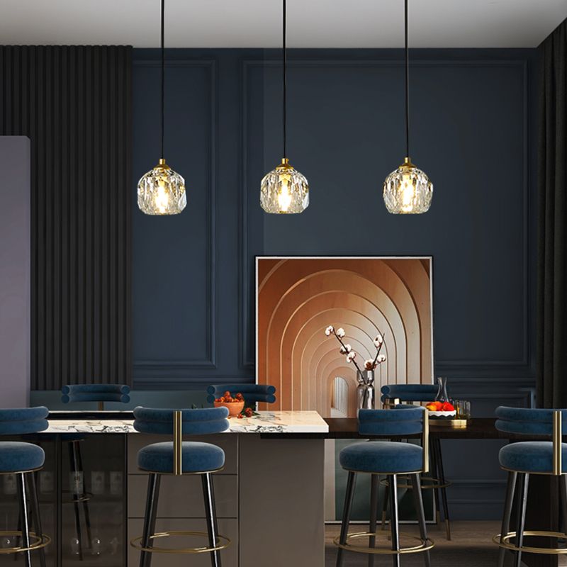 Crystal Sphere Down Lighting Pendant Modern Style Suspension Pendant Light in Gold