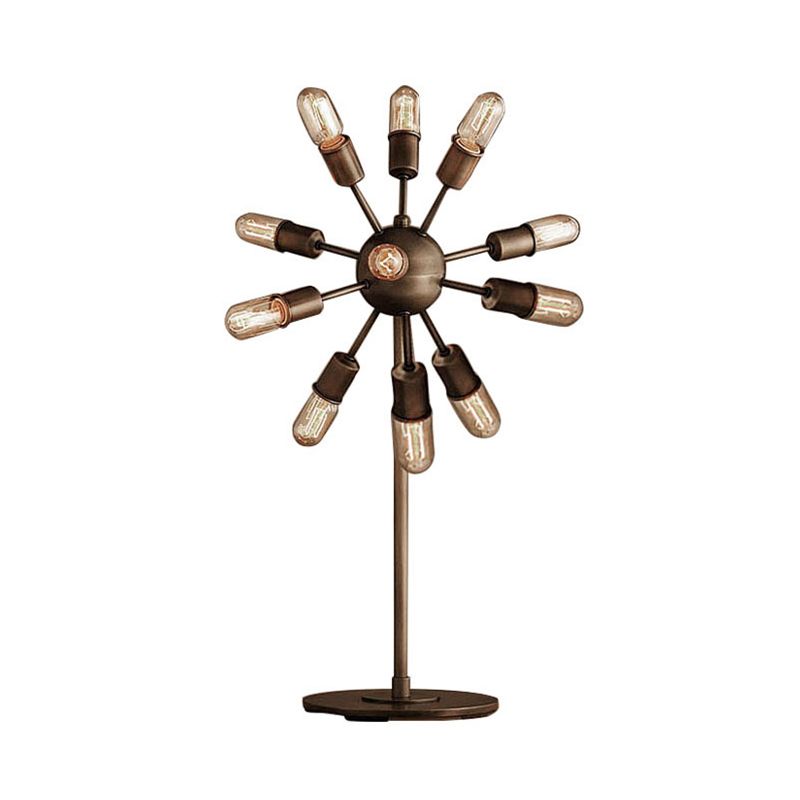 Farmhouse Sputnik Table Lighting Multi Light Iron Standing Light with Open Bulb in Black for Coffee Shop