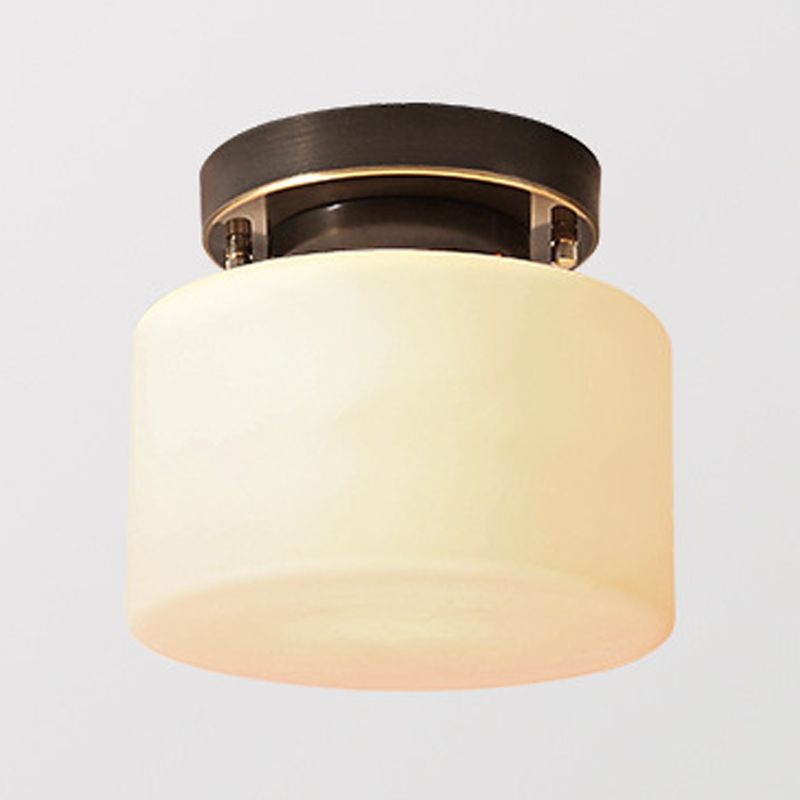 Glass Semi Flush Mount Lighting Cylinder Simple 1 Light Ceiling Fixture